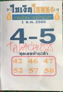 หวยใบเงินใบทอง 1/12/66