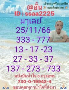 แนวทางหวยมาเลย์ 25/11/66 ชุดที่ 12