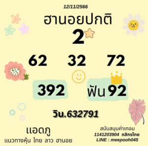 แนวทางหวยฮานอย 12/11/66 ชุดที่ 1