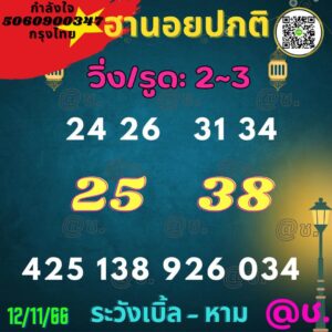 แนวทางหวยฮานอย 12/11/66 ชุดที่ 7