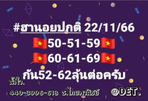 แนวทางหวยฮานอย 22/11/66 ชุดที่ 7