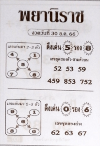 หวยพยานิราช 30-12-66