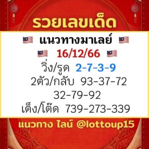 หวยมาเลย์ 13-12-66 ชุด 5