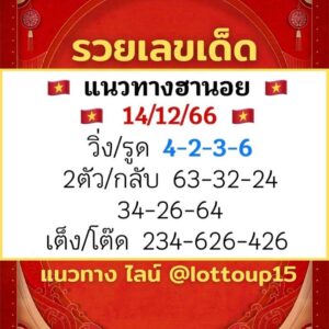 หวยฮานอย 14-12-66 ชุด10