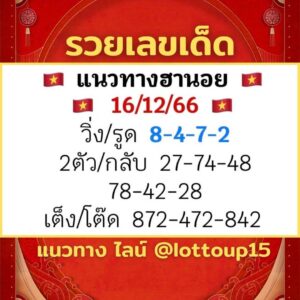 หวยฮานอย 15-12-66 ชุด8