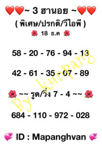 หวยฮานอย 18-12-66 ชุด7