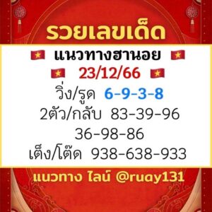 หวยฮานอย 23-12-66 ชุด6