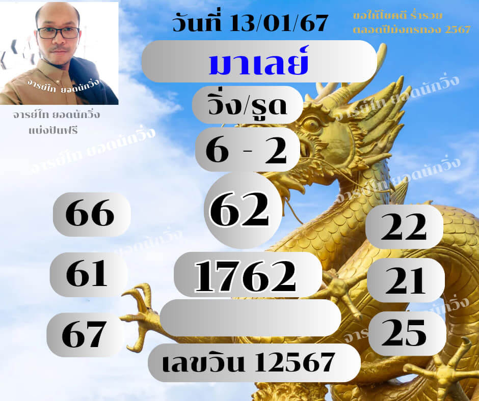 หวยมาเลย์ 13-1-67 ชุด 1