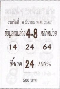 หวยมาแน่ๆหน่วยล่าง 16-3-67