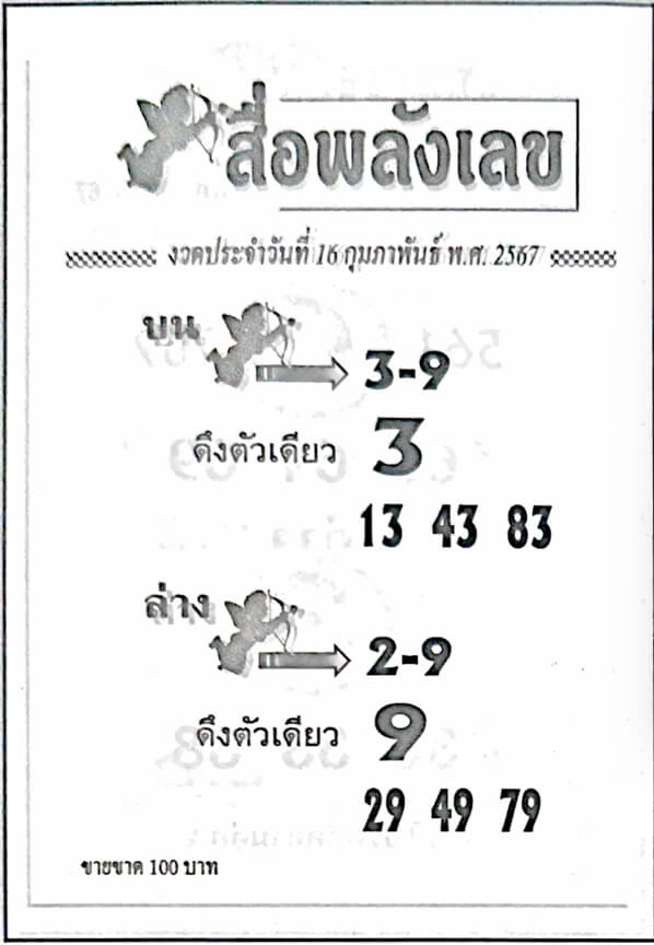 หวยสื่อพลังเลข 16-2-67