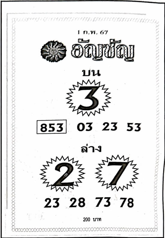 หวยอัญชัญ 1-2-67