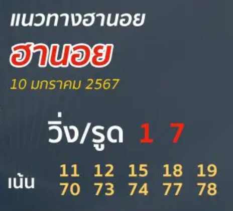 หวยฮานอย 10-1-67 ชุด6