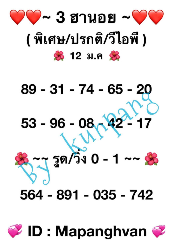 หวยฮานอย 12-1-67 ชุด6