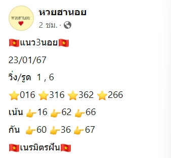 หวยฮานอย 22-1-67 ชุด5