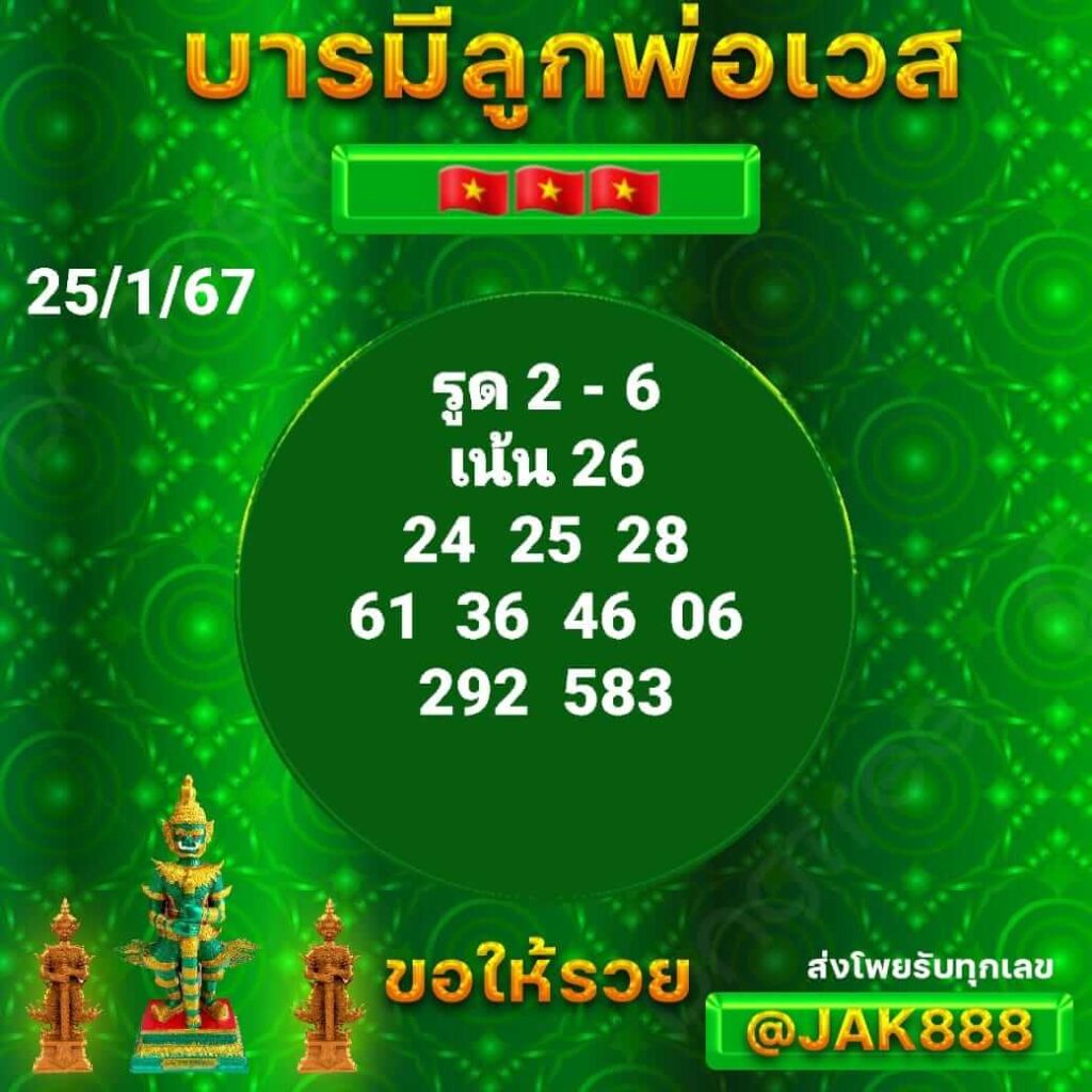 หวยฮานอย 25-1-67 ชุด6