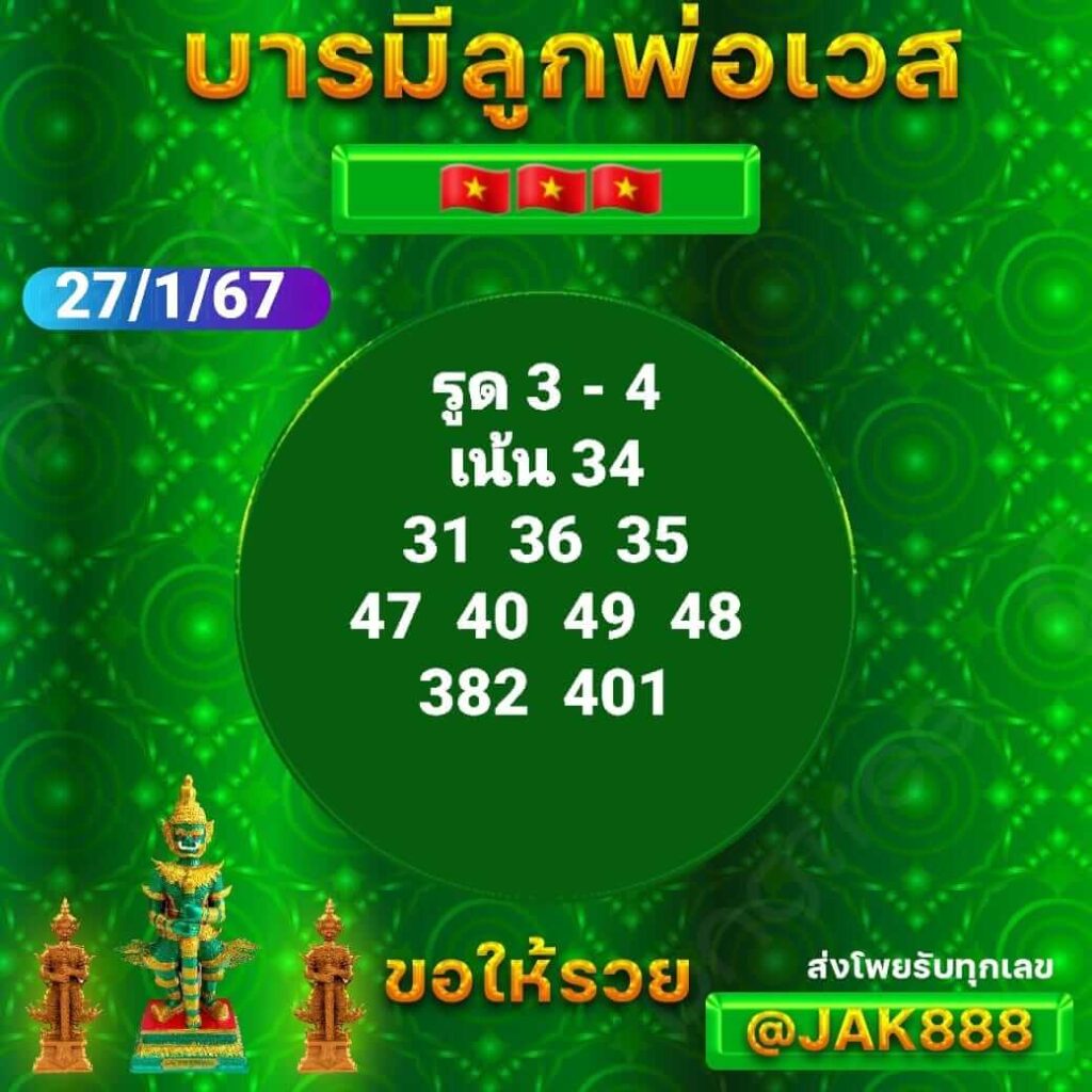 หวยฮานอย 27-1-67 ชุด4