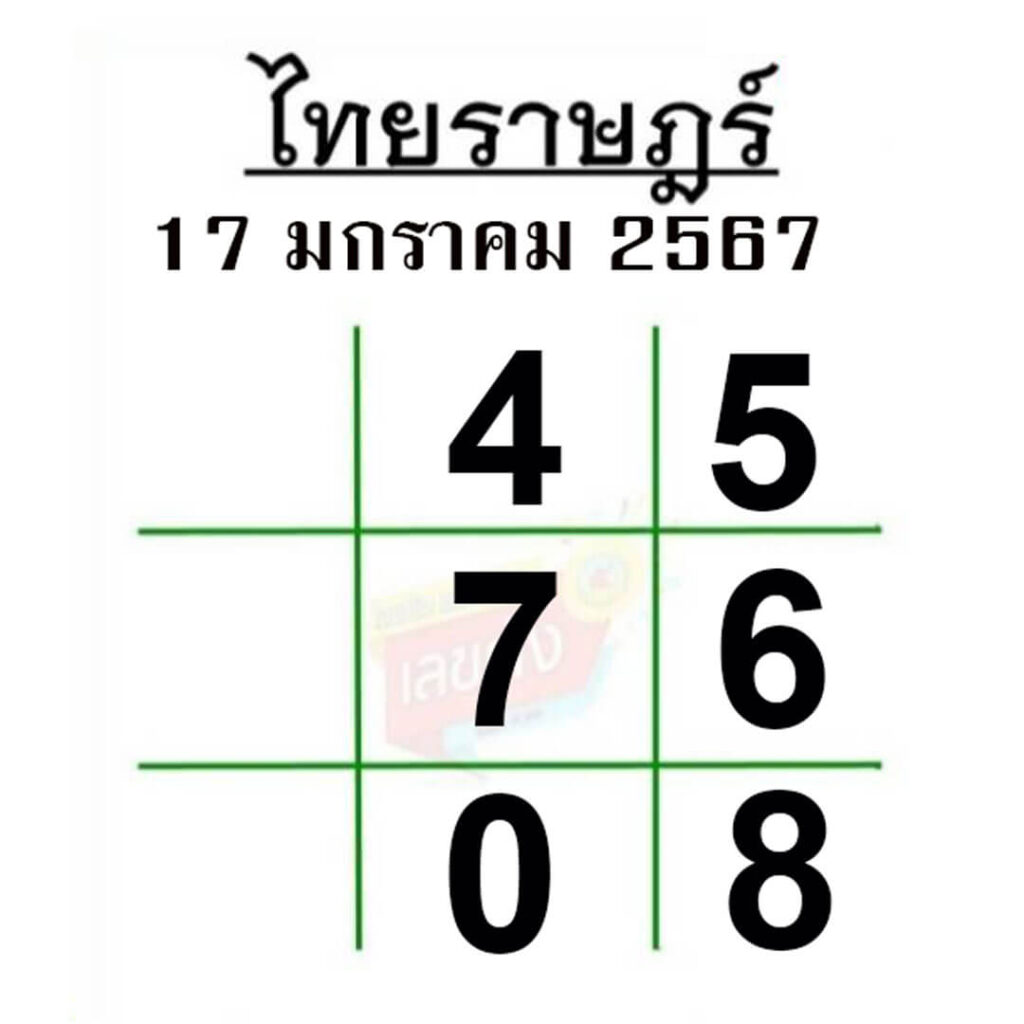 หวยไทยราษฎร์ 17-1-67