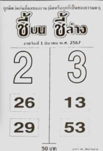 หวยชี้บนชี้ล่าง 1-3-67