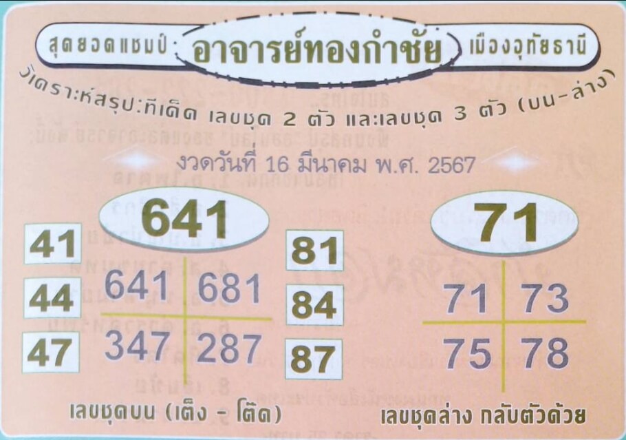 หวยทองกำชัย 16-3-67