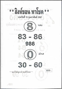 หวยสิงห์ขอน 16-2-67