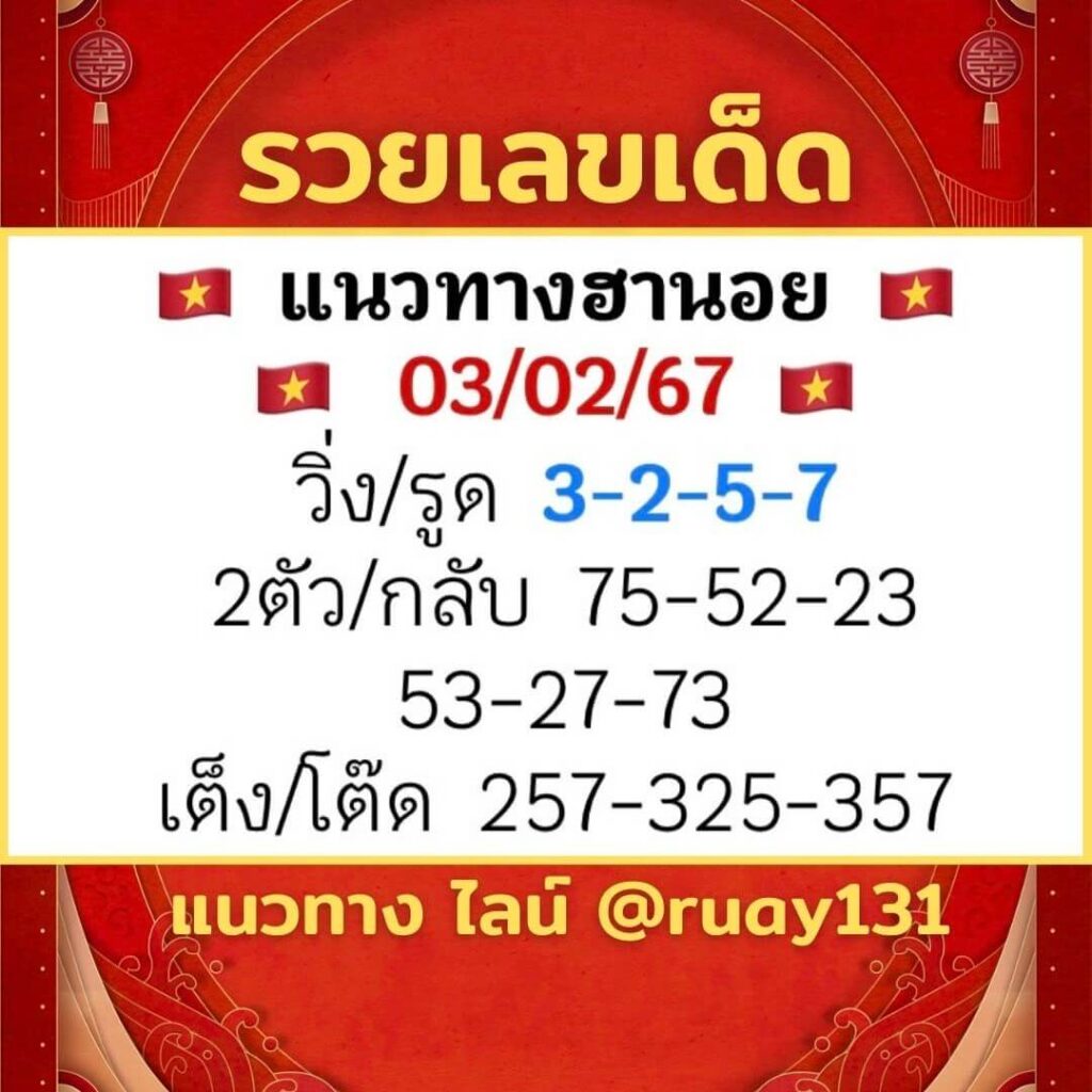 หวยฮานอย 3-2-67 ชุด1