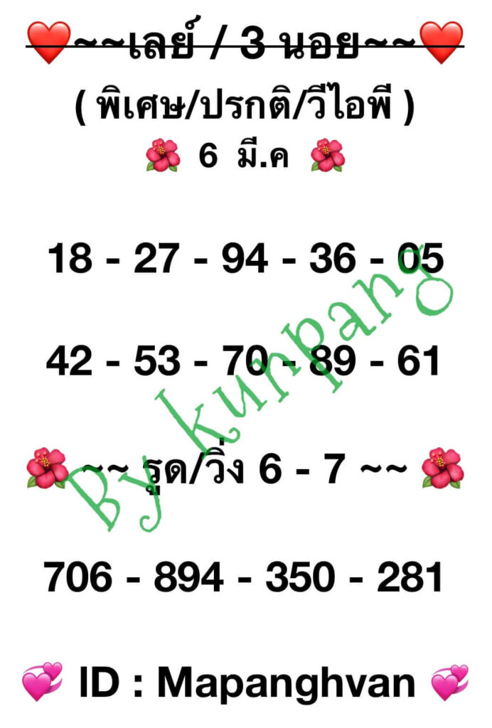 หวยมาเลย์ 6-3-67 ชุด 4