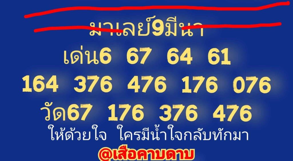 หวยมาเลย์ 9-3-67 ชุด 1