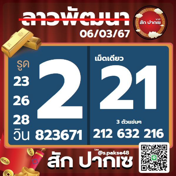 หวยลาว 6-3-67 ชุด8