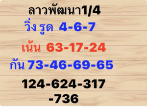 แนวทางหวยลาว 1/4/67 ชุดที่ 1