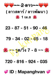 แนวทางหวยลาว 1/4/67 ชุดที่ 7