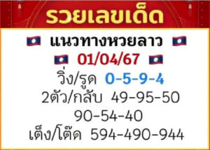 แนวทางหวยลาว 1/4/67 ชุดที่ 8