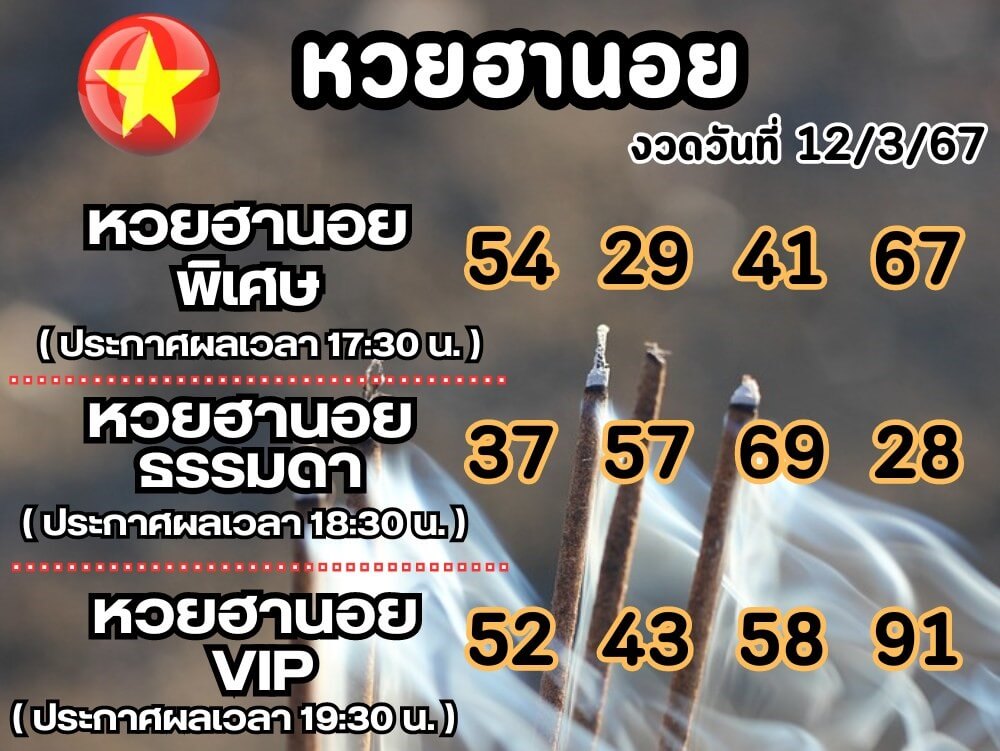 หวยฮานอย 12-3-67 ชุด2