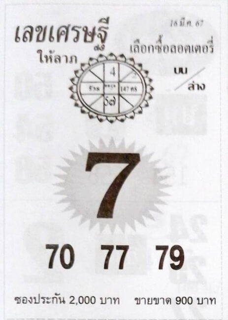 เลขเศรษฐี 16-3-67