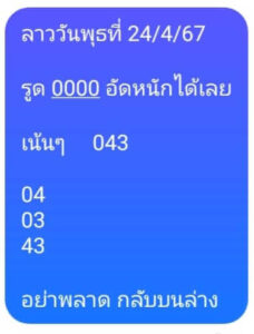 แนวทางหวยลาว 24/4/67 ชุดที่ 10