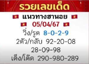 แนวทางหวยฮานอย 5/4/67 ชุดที่ 3