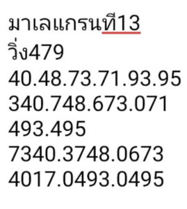 แนวทางหวยมาเลย์ 13/4/67 ชุดที่ 1