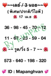 แนวทางหวยมาเลย์ 17/4/67 ชุดที่ 2