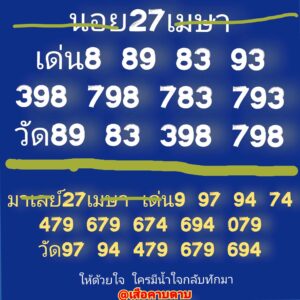 แนวทางหวยมาเลย์ 27/4/67 ชุดที่ 7