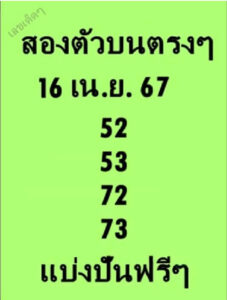 หวยสองตัวบนตรงๆ 16/4/67