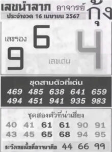 เลขนำลาภอาจารย์กุ้ง 16/4/67