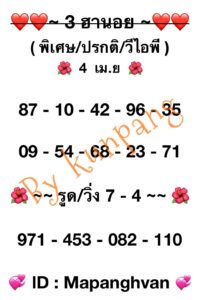 แนวทางหวยฮานอย 4/4/67 ชุดที่ 7