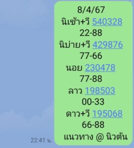 แนวทางหวยฮานอย 8/4/67 ชุดที่ 7