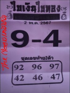 หวยใบเงินใบทอง 2/5/67