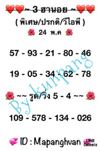 แนวทางหวยฮานอย 24/5/67 ชุดที่ 7