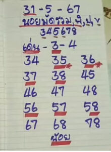 แนวทางหวยฮานอย 31/5/67 ชุดที่ 9