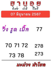 แนวทางหวยฮานอย 7/6/67 ชุดที่ 3