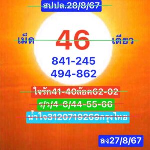 แนวทางหวยลาว 28/8/67 ชุดที่ 3
