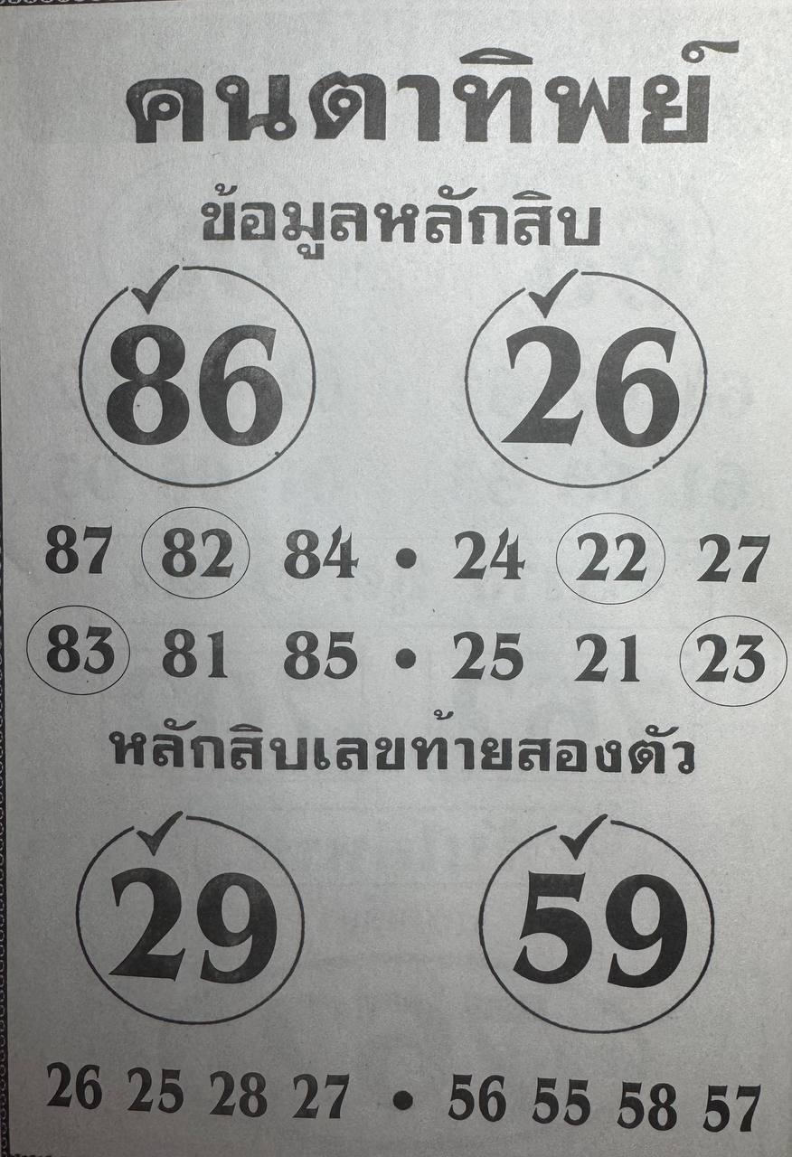 หวยคนตาทิพย์ 16/5/68