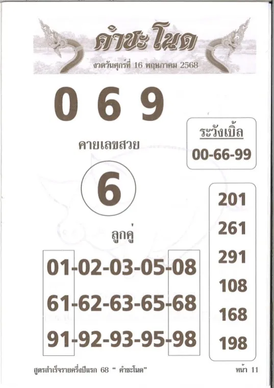 หวยคำชะโนด 16/5/68