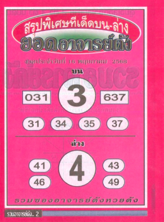 หวยยอดอาจารย์ดัง 16/5/68
